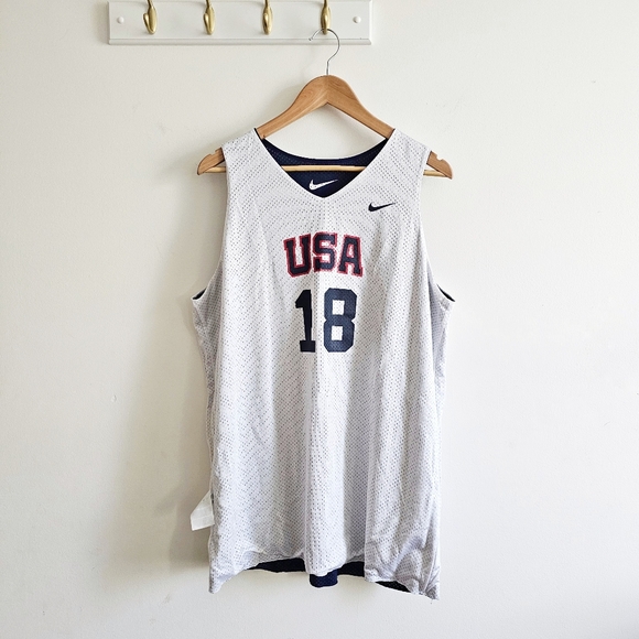 Nike Team USA Reversible Basketball Jersey XL Length +2 #18 Navy / White - Picture 3 of 16